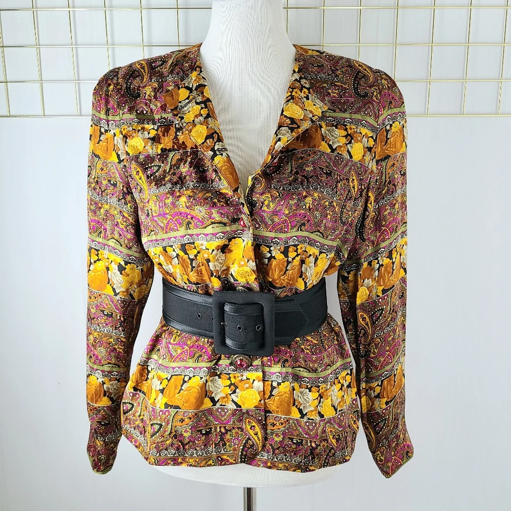 Anne Crimmins for Umi Collections Silk Paisley Baroque Vintage Blazer